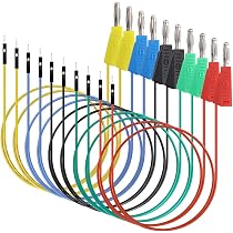 10 Câbles De Test Silicone Avec Fiches Banane 4mm - 30cm - 5 Couleurs