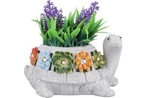DoeDoefong Statua da Giardino a Energia Solare, Statue Animali Giardino a LED Solare, Statue da Giardino Esterno Animali, Animali da Giardino Esterno con Luce Solare, Statue Resina Tartaruga, Colore