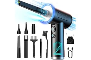 Soplador de Polvo Eléctrico, AQV Aire Comprimido Limpieza PC Potente 3 Velocidades 120000RPM Plumero de Aire Comprimido Con batería de 7800mAh Luz LED para Laptop, Teclado, Coche, Oficina
