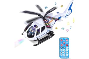 SHANNA Jeu pour VéHicule AéRien,Télécommande Infrarouge de Jouet hélicoptère, Avion Car Toy avec Ensemble Jouets éDucatifs pour VéHicules, avec Les lumières LED et la musiquepour Enfant (Blanche)