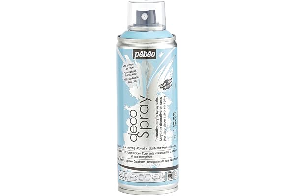 Pébéo - Peinture Acrylique en Spray - Pour la Décoration Multi Supports en Intérieur et Extérieur - Base Eau, Faible Odeur - 200 ml - Finition Mate - Coloris Bleu Ciel