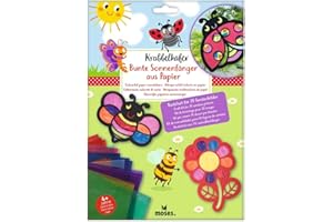 moses. Krabbelkäfer Bunte Sonnenfänger aus Papier – Bastelset für 20 bunte Fensterbilder, Für Kinder ab 4 Jahren, Enthält Schablonen, Transparentpapier, Pfeifenputzer und Klebefolie