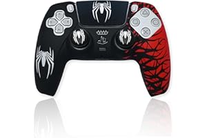 M MARIE MADELEINE EMPORIUM MME Coque compatible avec manette PS5, silicone souple et confortable qui améliore la prise en main, accessoires pour manette Play 5, accessoires pour manette Play 5 (Spider rouge avec sticker)