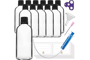 HandsUnity 100ml-12pz di Flacone Contagocce - Piccola Bottiglia di Vetro Chiaro Set di Vetro da Farmacia con Tappo Nero Contagocce in Vetro Trasparente Set compresi 30 Accessori ausiliari