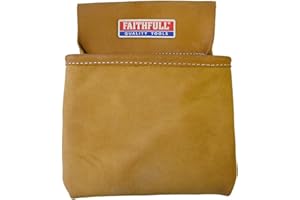 Borsa porta chiodi Faithfull a tasca singola - Borsa porta attrezzi con passante per cintura separata per carpentieri, carpentieri edili e falegnami - Marrone chiaro