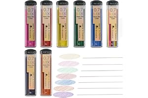 MROOFUL Set di 240 mine colorate per matita meccanica da 0,7 mm, HB, 7 colori, per disegno artistico, schizzi, scrittura, fai da te, 8 tubetti