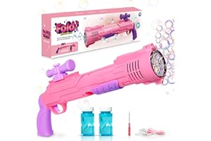 P PANACARE Macchina Bolle per Bambini,Giocattolo Soffiatore Automatico Portatile per Bolle,Con luci Design Silenzioso,2000+ Bolle al Minuto (Pink LF 2)