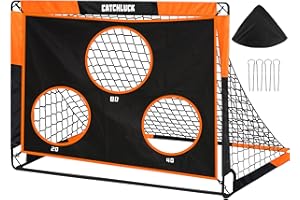 CATCHLUCK Football Goal for Kids Pop Up Goal 2 In 1 Football Goal with Target Net and Carry Bag, Football Net for Garden Outdoor Football Training