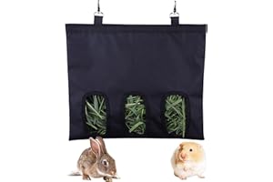 VPB Mangeoire à Foin pour Lapin,Cochon d'Inde,Sac de Rangement,Lavable à Suspendre Automatique,Distributeur Pratique pour Petits Animaux pour Lapin,Chinchilla Hamster(3 Ouvertures)