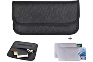 Newseego RFID Signal Blocking Bag | 2X Fundas de Tarjeta de crédito RFID Gratis | Anti Theft Faraday Bag for Car Key Fob & Bloqueo del teléfono Celular de Bolsillo, RFID Signal Shielding Pouch(Negro)