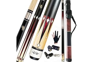 Tai ba cues Billard-Queuestab + Hartschalenkoffer, 13 mm Spitze, 147,3 cm, Hartholz, kanadischer Ahorn, professioneller Billard-Queue-Stick 18,19,20,21,22 g (wählbar), Blau, Schwarz, Rot, Grau, Grün