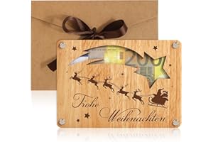 BOFUNX Weihnachten Geldgeschenk Verpackung aus Holz Weihnachten Grußkarte Geschenkideen Geld Gutschein Verpackung Nikolaus Geschenke für Frau Männer Freund Kollegen Mittarbeiter