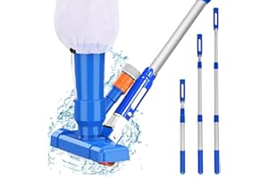 NEPHELOLUX Poolsauger Reinigung mit 108cm Teleskopstange, Pool Staubsauger Kit Bürste und Mesh Blatt Tasche, Pool Teich Jet Staubsauger zur Reinigung Saug Pool Boden für Garten Spa Brunnen im Freien über Boden
