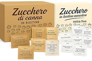 MARKETCAFFE Zucchero Mix 300 Pezzi - 150 Bustine di Zucchero di Bianco e 150 Bustine di Zucchero di Canna - Set Accessori Caffè (Zucchero Bianco + Zucchero di Canna, 300)