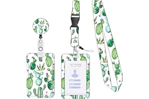 KHDULQ Lanyard, Correa Movil Cuello, Funda Plastico Tarjeta (Green Cactus Pattern), Adecuado Para Cordones De Teléfonos Móviles, Tarjetas De Identificación, Artículos De Oficina Y Escolares