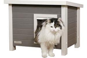 Kerbl Kitty Habitat Shed Kennel Eco Cat House, 57cm x 45cm x 43 cm, grigio / bianco