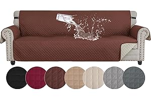 ‎YSTELLAA YSTELLAA Sofa Überzug 4 Sitzer, Wasserdicht Sofabezug, Sofaschoner Rutschfest Mit Armlehnen, Couchschoner Sofa Cover, Durable Sofa Bezug, Sofaschutz Für Haustier Katze Hunde, Kaffee