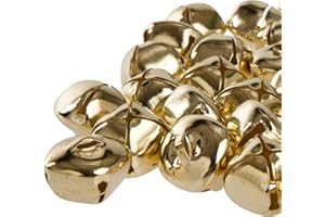 Kleenes Traumhandel 50 Stück 24 mm Kreuzschellen Glöckchen Schellen aus Eisen - mit Öse - Weihnachten (Gold Farbend)