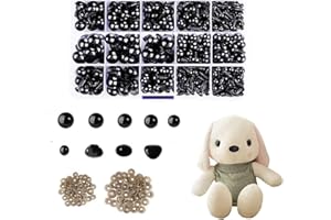YMYGCC Safety Eyes For Crochet Toys,760 Pcs Colourful Craft Doll Eyes,Plush Crochet Animal Eyes and Noses,Safety Eyes with Washer,safety eyes for amigurumi,Assorted Size for DIY Craft Dolls.