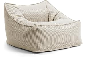 mokebo Sitzsack Sessel aus Cord 'Der Lümmel', XXL Sitzsack, Cordsessel oder Sitzsessel für Wohnzimmer und Wintergarten, auch als Riesensitzsack in 83x73x60(BxHxT in cm) in Beige