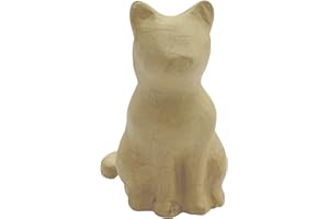 DÉCOPATCH Decorpatch SA214C - Un soporte de papel marrón maché, 13 x 9,5 x 15 cm, gato sentado