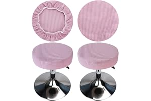 HuaLiSiJi Fundas Taburetes Redondos 30-40cm Fundas para Taburetes de Bar Tela Lujosa, Estirable Antiarrugas Lavable Antipolvo Suave y Resistente, Cambia la Forma del Taburete en Segundos (2, Rosa)