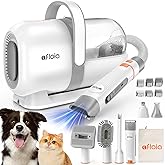 Afloia Máquina de cortar pelo cães com aspirador, sucção 99% pelos de animais de estimação, conjunto profissional de corta-pe
