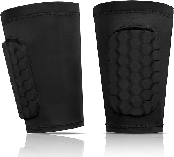AYBUY Parastinchi da Calcio, 1 Paia Parastinchi Calcio Calzini Maniche con cuscinetti a nido d'ape, Elastico Paratibie per sci, calcio, ciclismo, arrampicata - 1