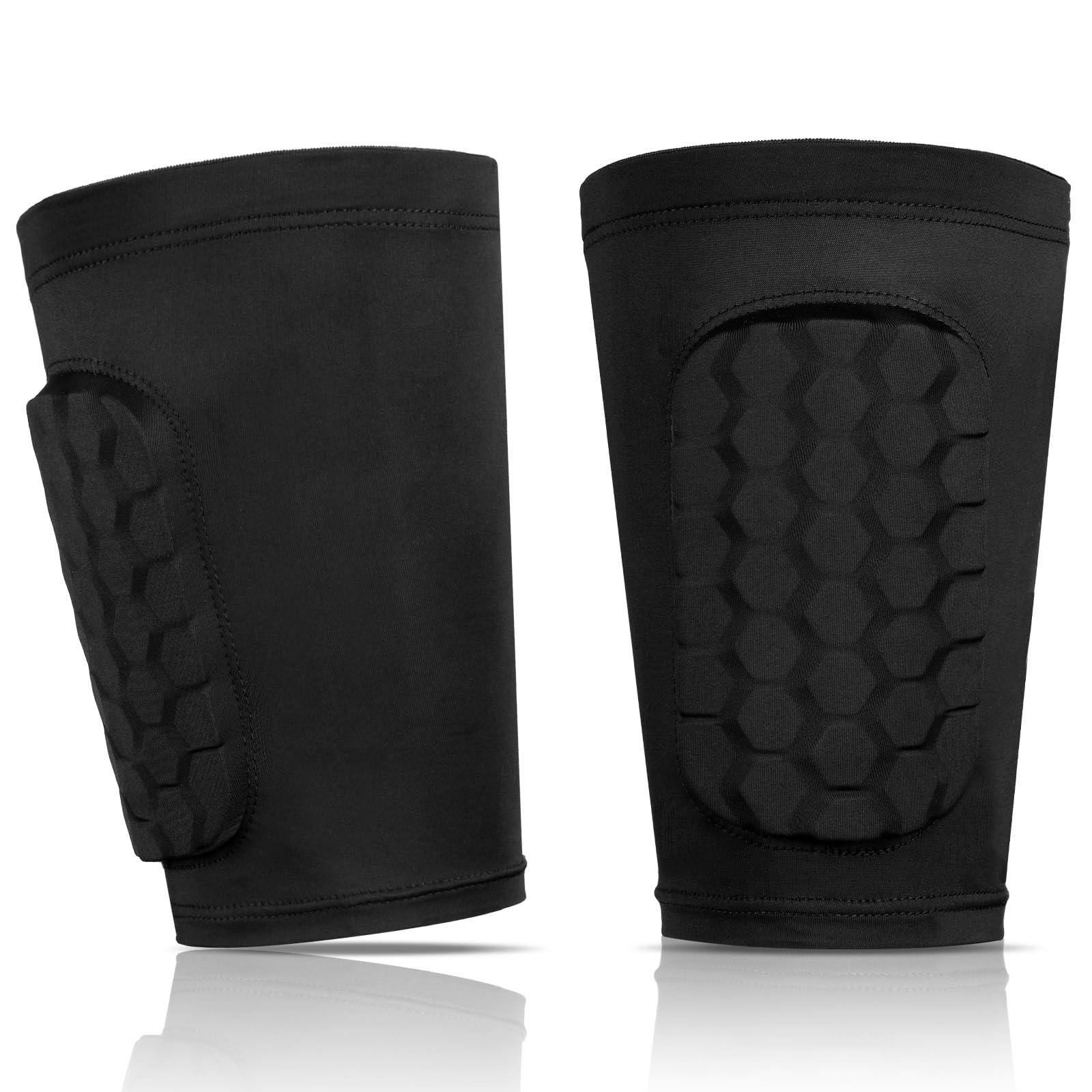 AYBUY Parastinchi da Calcio, 1 Paia Parastinchi Calcio Calzini Maniche con cuscinetti a nido d'ape, Elastico Paratibie per sci, calcio, ciclismo, arrampicata - 1
