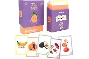 Rocket Kidz - Carte prime parole Cibo - 50 Flash Cards Montessori sui Cibi Sani per la Stimolazione Precoce del linguaggio nei bambini. Carte linguaggio in 7 Lingue. Metodi Montessori e Doman