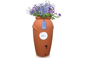YourCasa Regentonne 210 Liter [Amphore Design] Regenfass Frostsicher aus Kunststoff - Regenwassertonne mit Wasserhahn - Regenwassertank Garten Regenwassersammler Wasserfass Wassertonne (Terracotta)
