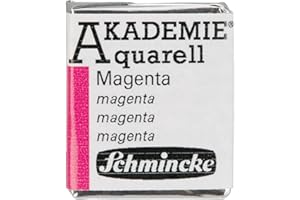 Schmincke – AKADEMIE® Aquarell, feine Künstler-Aquarellfarben, Magenta, 16 336 044, halbes Näpfchen, Aquarellmalerei, vegane Wasserfarbe
