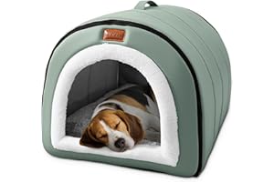 ALLSOPETS Cuccia Grotta per Cani, Letto Auto-Riscaldante 2-in-1 Pieghevole per Gatti e Cani di Taglia Piccola e Media, Casa Igloo Morbida a Tenda con Maniglie (Verde Salvia, XXL)