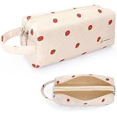 FINPAC Corduroy School Pencil Case with 2 Compartments, Pencil Case with Carrying Handle, Pencil Organizer Suitable for Girls