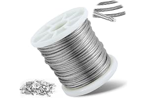 100 m vajer, 3 mm, 304 rostfritt stålkabel med transparent PVC-beläggning, 7 x 7 trådkärna, styrka 517 kg, inkluderar 100 aluminiumklämmor, perfekt för klätterväxter