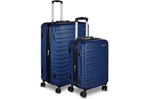 Amazon Basics Hardside Luggage ABS Hard-Shell Spinner / Suitcase with 4 Wheels, 2 Piece Set (55, 78 cm), Navy Blue