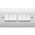 Mk K4879WHI 10A 6-Gang Single Pole 2-Way Plate Switch