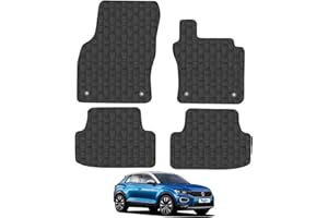 CAR MAT CO Car Mats for VW T-Roc (2017+) Tailored Fit Rubber Floor Mat Set Accessory Black Custom Fitted 4 Pieces with Clips - Anti-Slip Backing, Heavy Duty & Waterproof