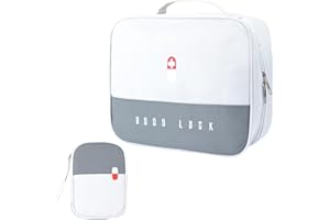 Jukibole Lot de 2 sacs à médicaments - Grande capacité - Vides - Étanche - Portable - Pour la maison, le bureau, les voyages - Gris, Blanc., Simple