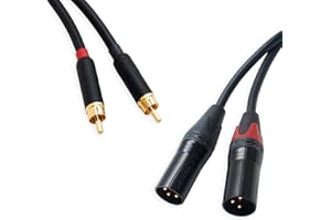 DESIGNACABLE Pseudo Balanced RCA Phono to Male XLR Lead (PAIR). Van Damme Starquad Cable (2m, Black)