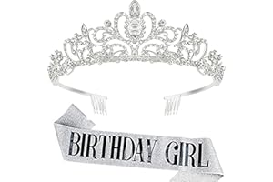 Kamiya Corona Compleanno Corona Tiara Regina Regalo Compleanno Donna con Birthday Girl Tracolla per Spose Concorsi di Bellezza Feste Compleanni