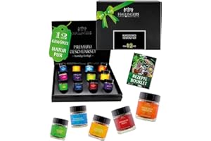 ‎HALLINGERS GENUSS MANUFAKTUR Hallingers Genuss Manufaktur Gewürze Geschenkset – 12 Premium Gewürze im Glas, edle Geschenkbox zum Kochen & Grillen, Gewürz Set "Klassiker", Geschenkidee für Männer & Frauen, Geburtstag & Weihnachten