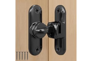 L&W LUCK Serratura per Porta, 90/180 Scorrevole Chiusura per Porte Scorrevoli, Fienili, Bagni, Finestre, Cucine, Ecc (Nero)