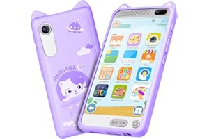 E TEACHER Kids Toy Smartphone, 3.97" Touchscreen HD Dual Camera Kids Toys Phone with Music Player, 2000mA Toddler Toy Learning Phone with Games, Front Camera, Pretend Play Smartphone（Purple）