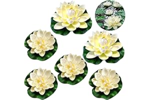 QUNKUN 6 Flores flotantes, Lirios de Agua Artificiales, Flores de Loto flotantes, Lirio de Agua, Estanque de Flores de Loto de Eva para Uso en