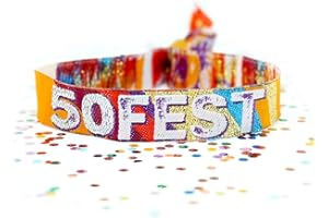 WEDFEST 10 x 50FEST Festival 50th Birthday Party Wristbands Favours