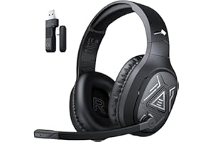 EKSA E5BT 2.4GHz Wireless Gaming Headset for PC PS4 PS5, Bluetooth Gaming Headphones with Noise Cancelling Microphone, USB & Type-C Connector, 52Hrs Battery Computer Headphones for Laptop, Mac, Switch