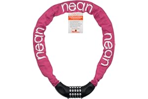 nean candado de Cadena para Bicicleta con combinación de código numérico y Alto Nivel de Seguridad, eslabones de Cadena de Acero Templado, 6 mm x 900 mm (rosa oscuro)