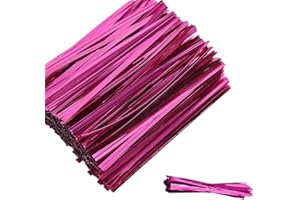 NAZEAUF 200Pcs Metallic Twist Ties - Plastic Bread Twist Ties - Candy Twist Ties - Reusable Plastic Bread Twist Ties, Bag Sealers Twist Tie - for Candy Food Bags Cake Snacks Party Gift Bag Supplies (purple)