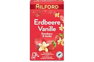 ‎MILFORD MILFORD Erdbeere Vanille | Früchtetee mit Erdbeere-Vanille-Aroma | 20 Teebeutel